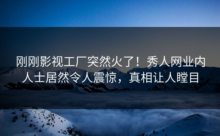 刚刚影视工厂突然火了！秀人网业内人士居然令人震惊，真相让人瞠目