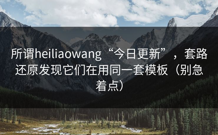 所谓heiliaowang“今日更新”,套路还原发现它们在用同一套模板(别急着点)